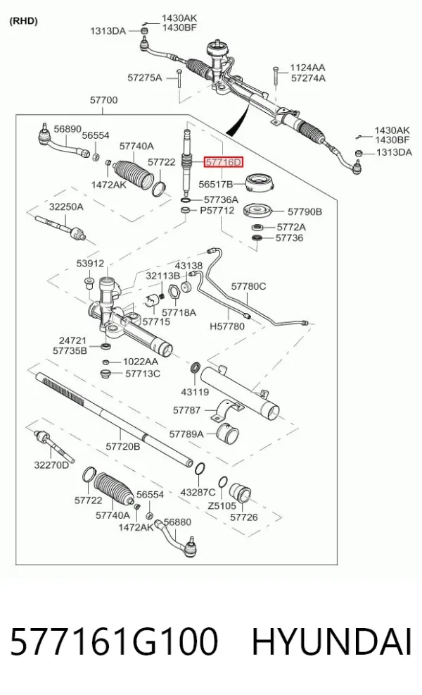 Рулевая рейка 577161G100 Hyundai/Kia