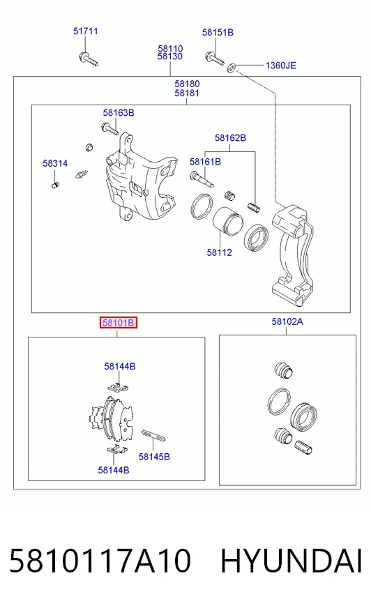 Передние тормозные колодки 5810117A10 Hyundai/Kia