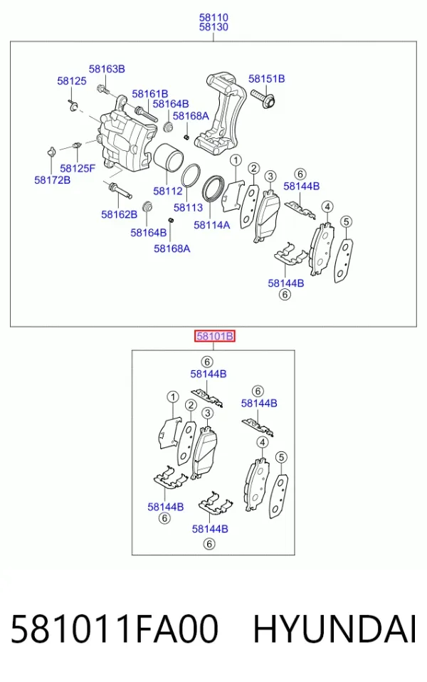 Передние тормозные колодки 581011FA00 Hyundai/Kia