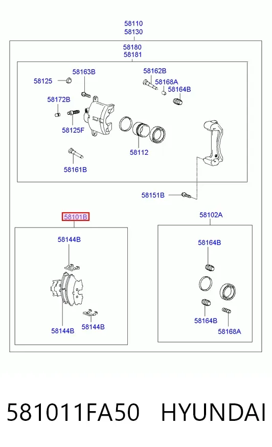 Передние тормозные колодки 581011FA50 Hyundai/Kia