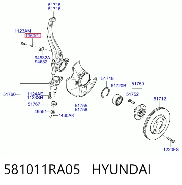 Передние тормозные колодки 581011RA05 Hyundai/Kia