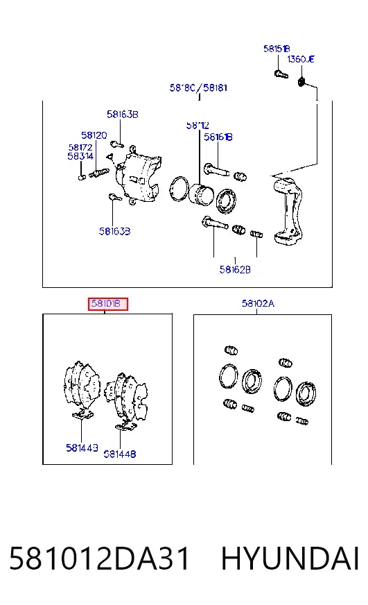 Передние тормозные колодки 581012DA31 Hyundai/Kia