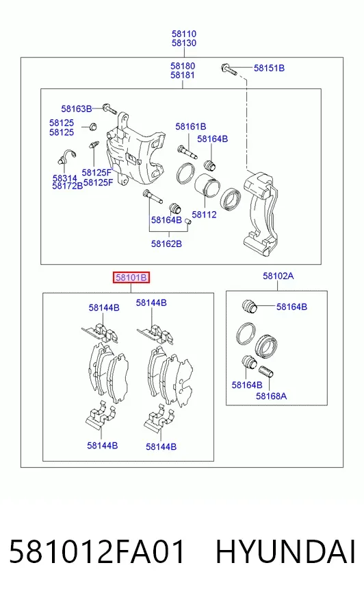 Передние тормозные колодки 581012FA01 Hyundai/Kia