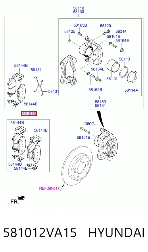 Передние тормозные колодки 581012VA15 Hyundai/Kia