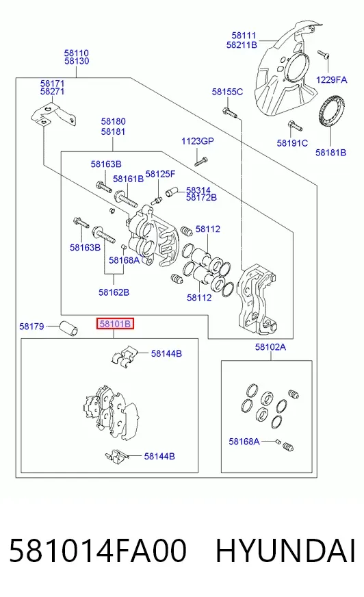 Передние тормозные колодки 581014FA00 Hyundai/Kia