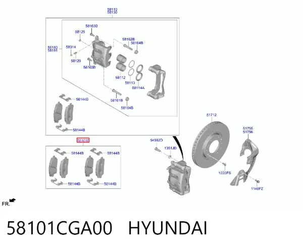 Передние тормозные колодки 58101CGA00 Hyundai/Kia