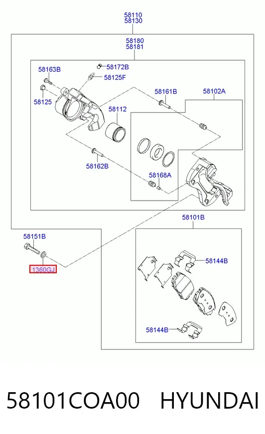 Передние тормозные колодки 58101COA00 Hyundai/Kia