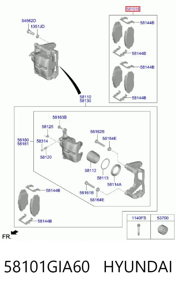 Передние тормозные колодки 58101GIA60 Hyundai/Kia