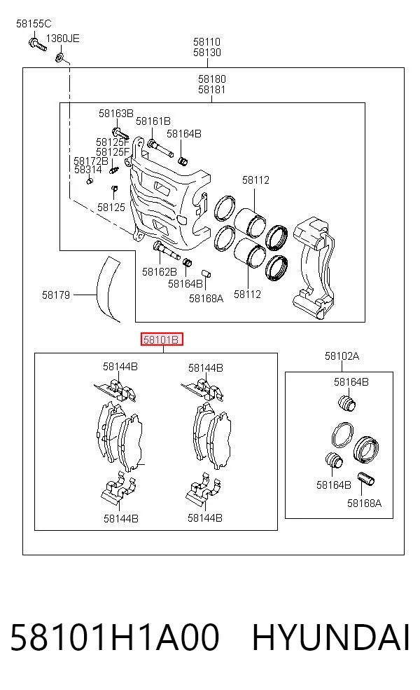 Передние тормозные колодки 58101H1A00 Hyundai/Kia
