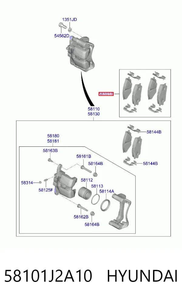 Передние тормозные колодки 58101J2A10 Hyundai/Kia