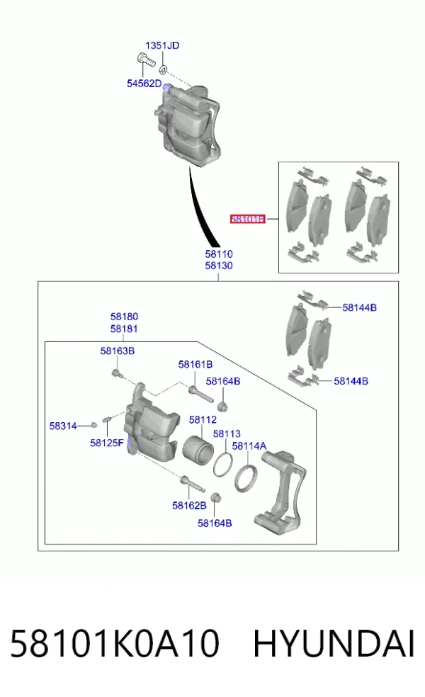 Передние тормозные колодки 58101K0A10 Hyundai/Kia
