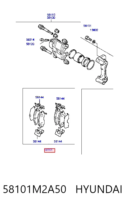 Передние тормозные колодки 58101M2A50 Hyundai/Kia