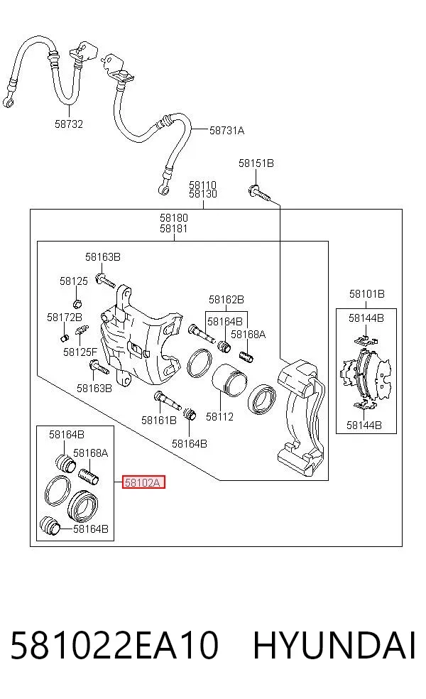 Ремкомплект переднего суппорта 581022EA10 Hyundai/Kia