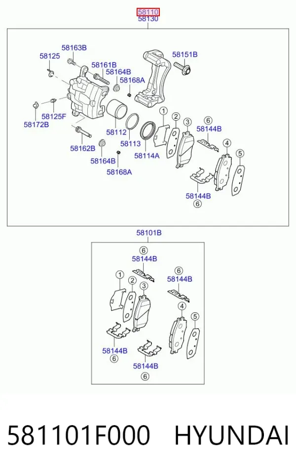 Суппорт тормозной передний левый 581101F000 Hyundai/Kia
