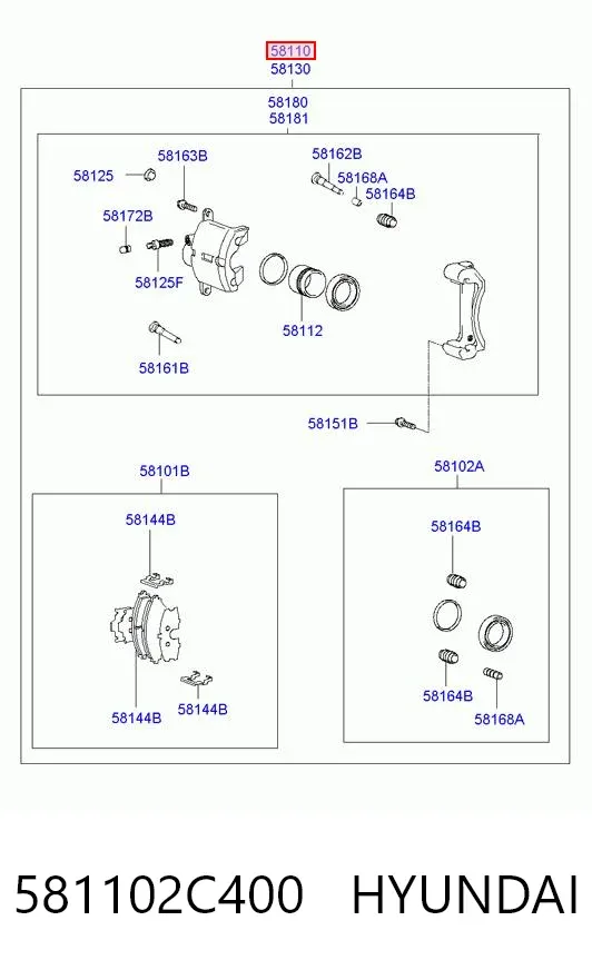 Суппорт тормозной передний левый 581102C400 Hyundai/Kia