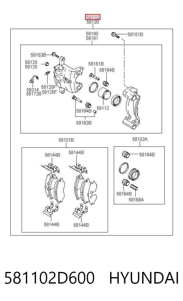 Суппорт тормозной передний левый 581102D600 Hyundai/Kia