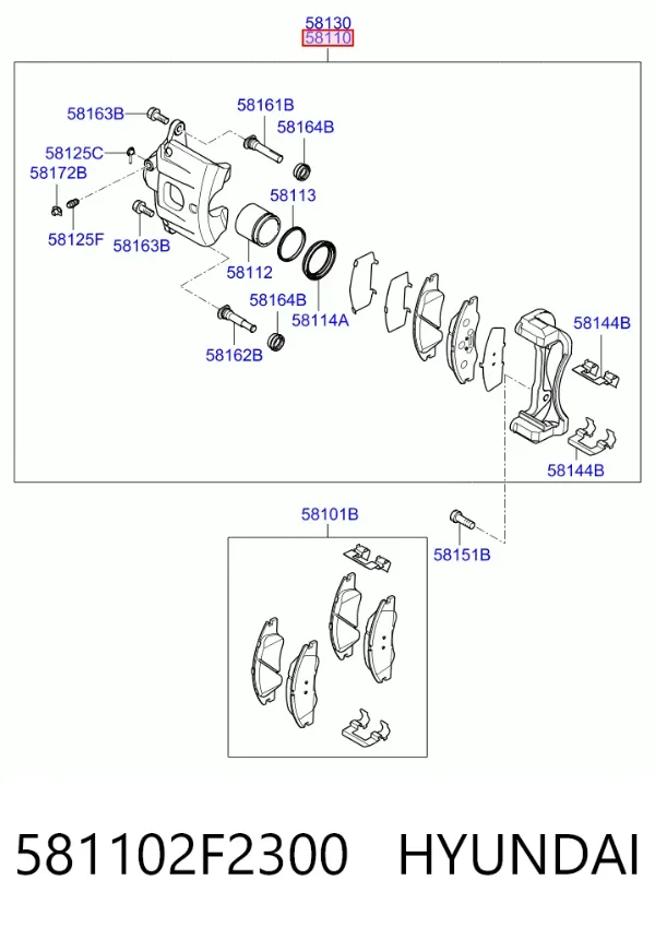 Суппорт тормозной передний левый 581102F2300 Hyundai/Kia