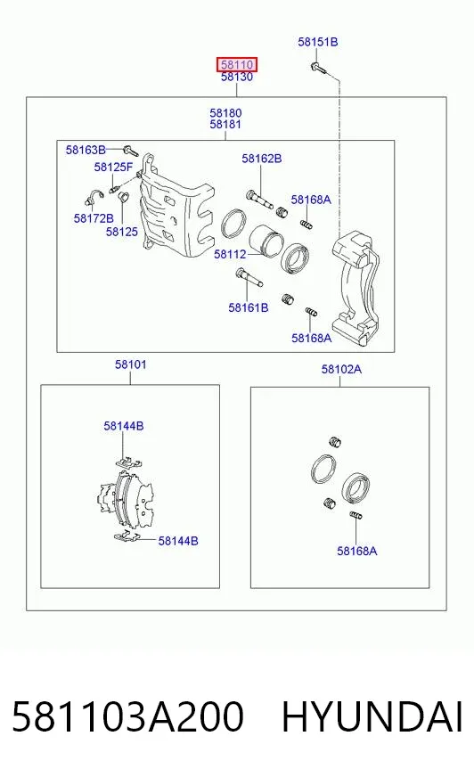 Суппорт тормозной передний левый 581103A200 Hyundai/Kia