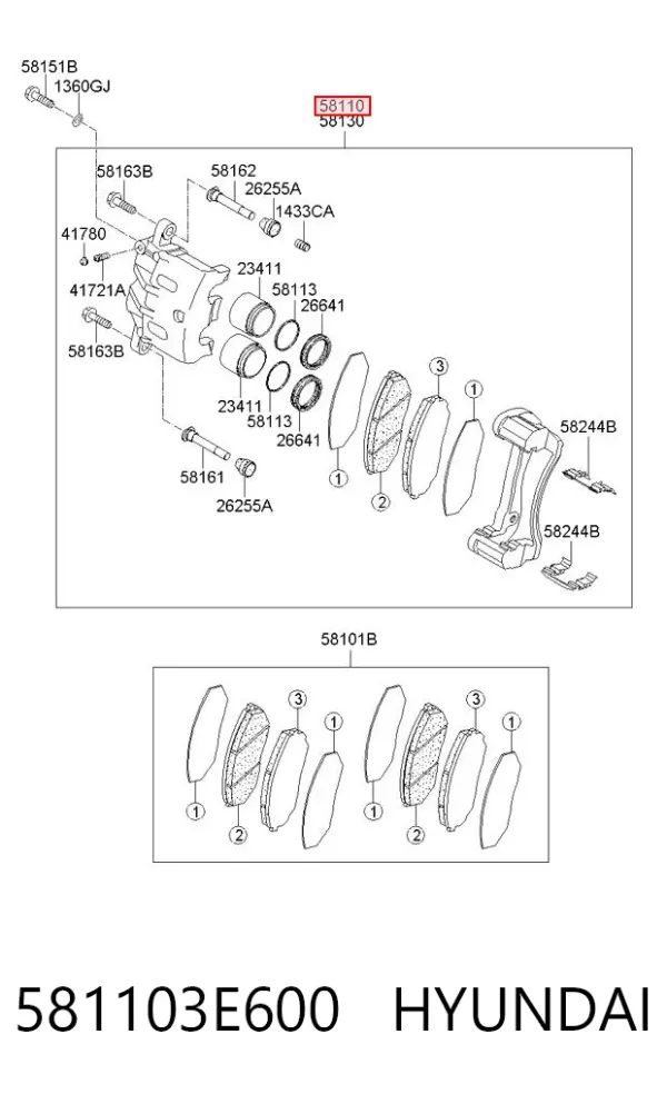 Суппорт тормозной передний левый 581103E600 Hyundai/Kia