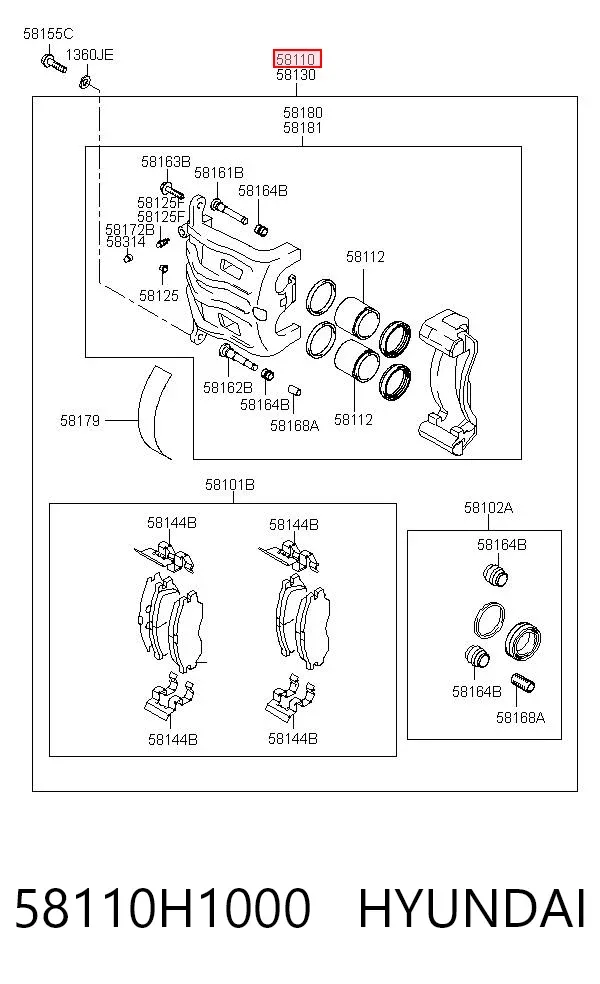 Суппорт тормозной передний левый 58110H1000 Hyundai/Kia