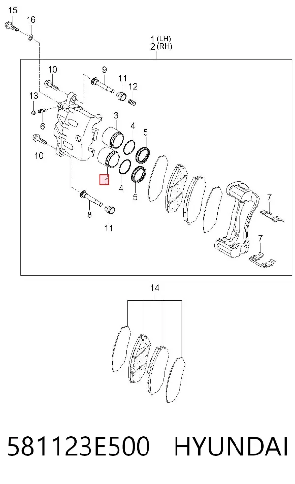 Поршень суппорта тормозного переднего 581123E500 Hyundai/Kia