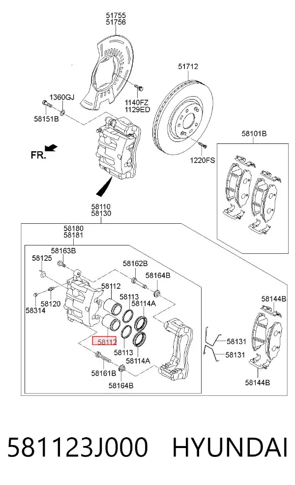 Поршень суппорта тормозного переднего 581123J000 Hyundai/Kia