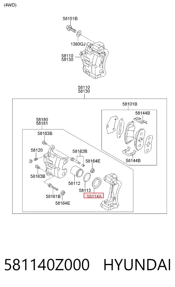 Сальник суппорта переднего 581140Z000 Hyundai/Kia