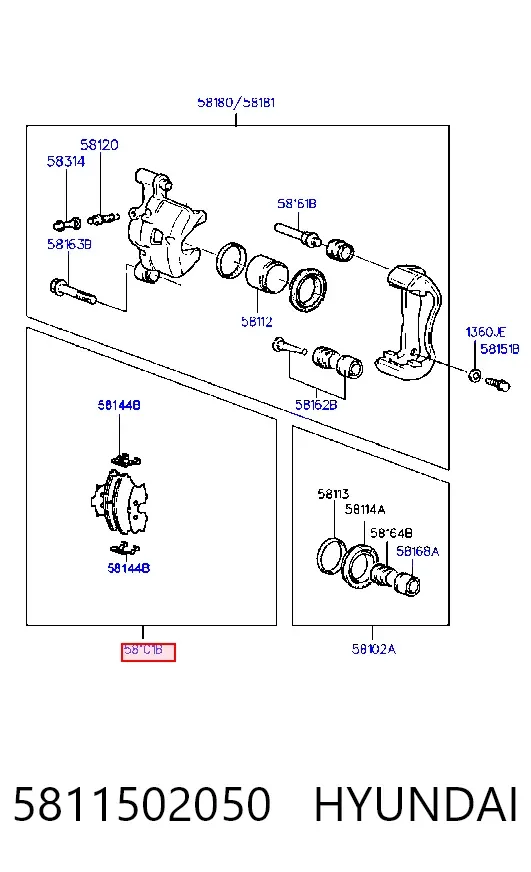 Передние тормозные колодки 5811502050 Hyundai/Kia