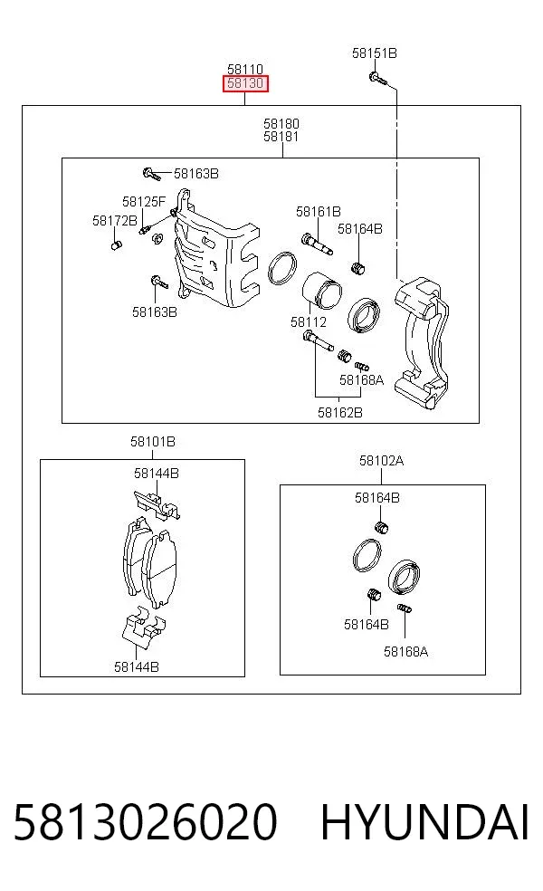 Суппорт тормозной передний правый 5813026020 Hyundai/Kia