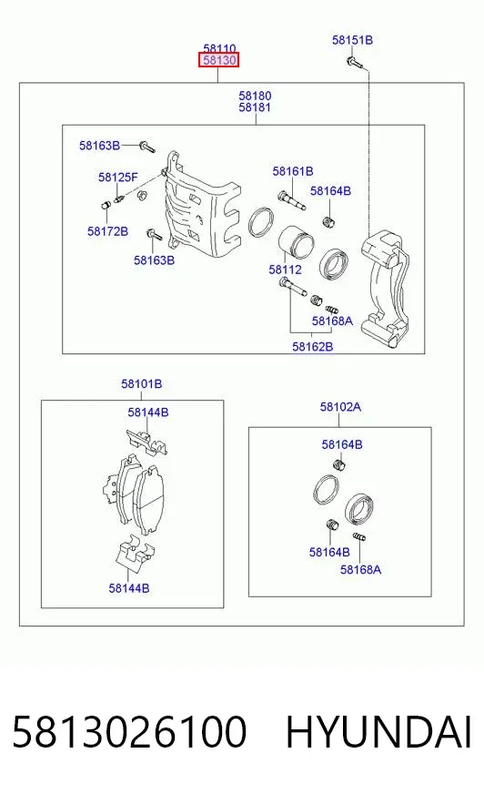 Суппорт тормозной передний правый 5813026100 Hyundai/Kia