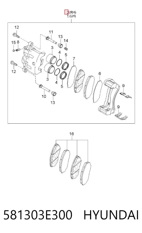 Суппорт тормозной передний правый 581303E300 Hyundai/Kia