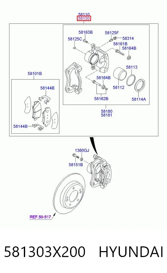 Суппорт тормозной передний правый 581303X200 Hyundai/Kia