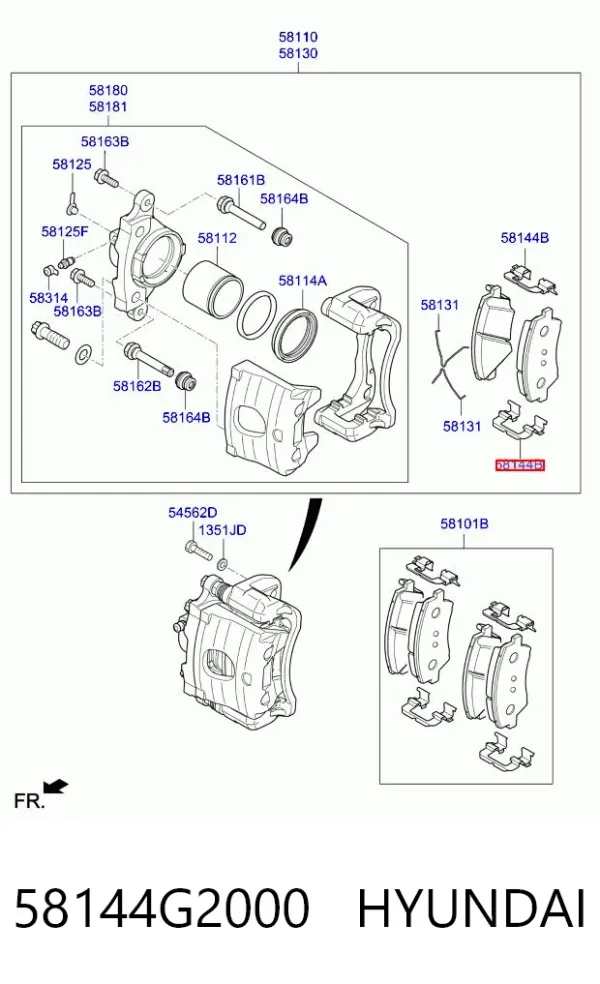 Ремкомплект тормозных колодок 58144G2000 Hyundai/Kia