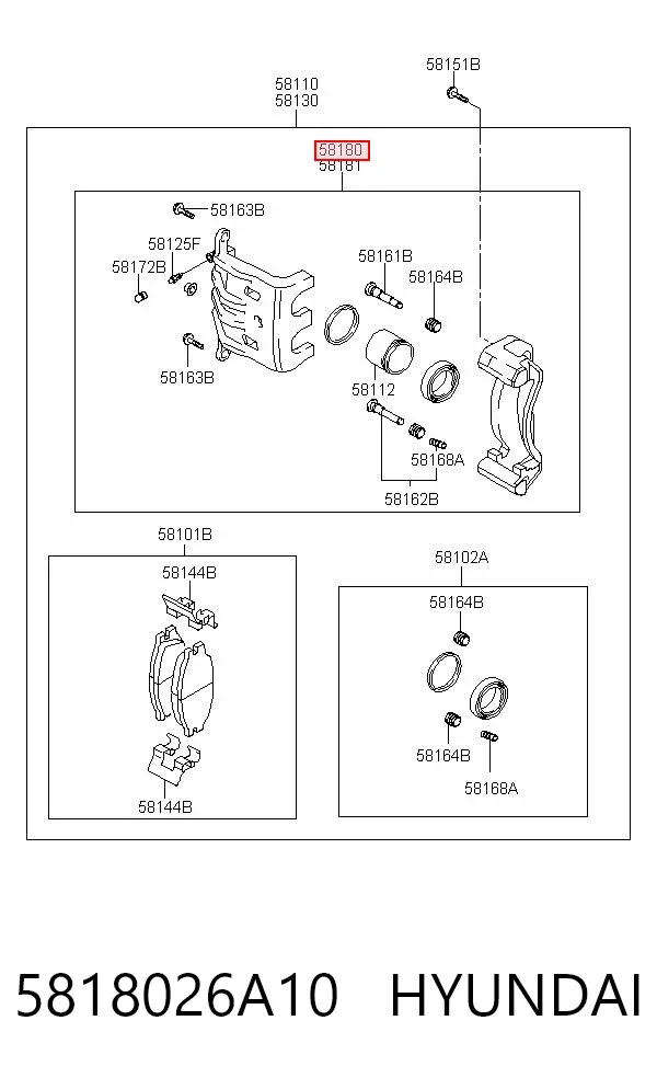 Суппорт тормозной передний левый 5818026A10 Hyundai/Kia