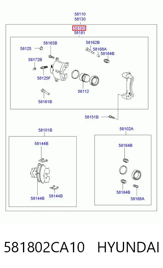 Суппорт тормозной передний левый 581802CA10 Hyundai/Kia