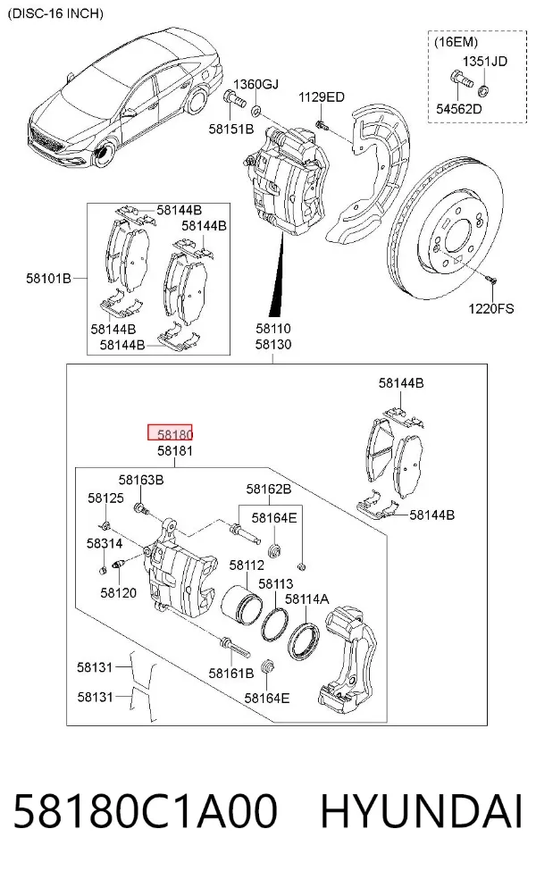 Суппорт тормозной передний левый 58180C1A00 Hyundai/Kia