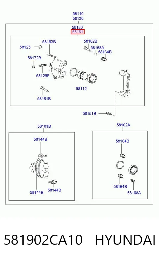 Суппорт тормозной передний правый 581902CA10 Hyundai/Kia
