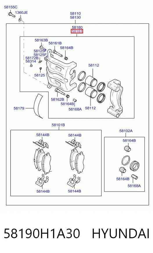 Суппорт тормозной передний правый 58190H1A30 Hyundai/Kia