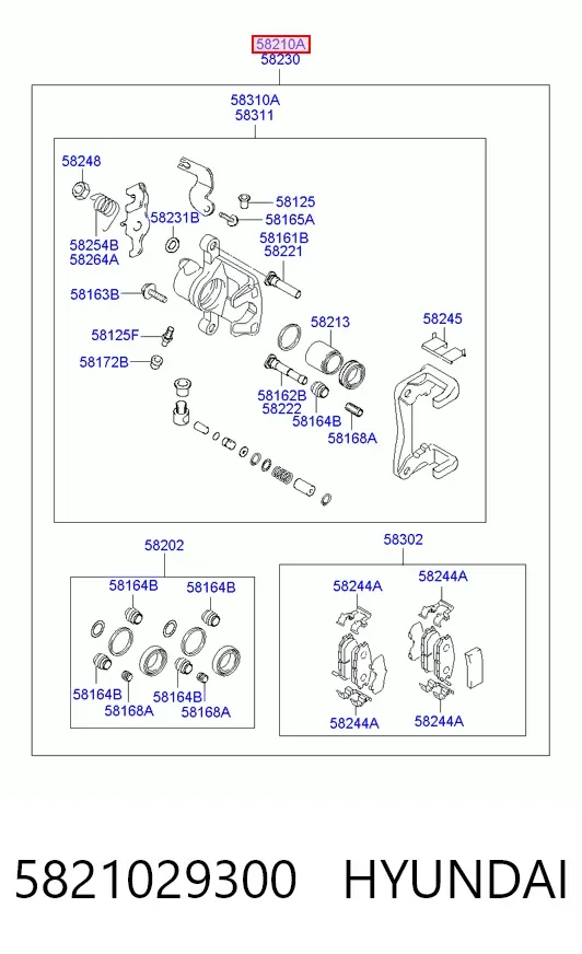 Суппорт задний левый 5821029300 Hyundai/Kia