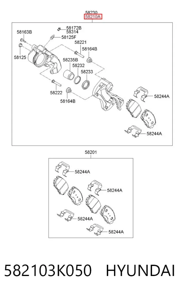 Суппорт задний левый 582103K050 Hyundai/Kia