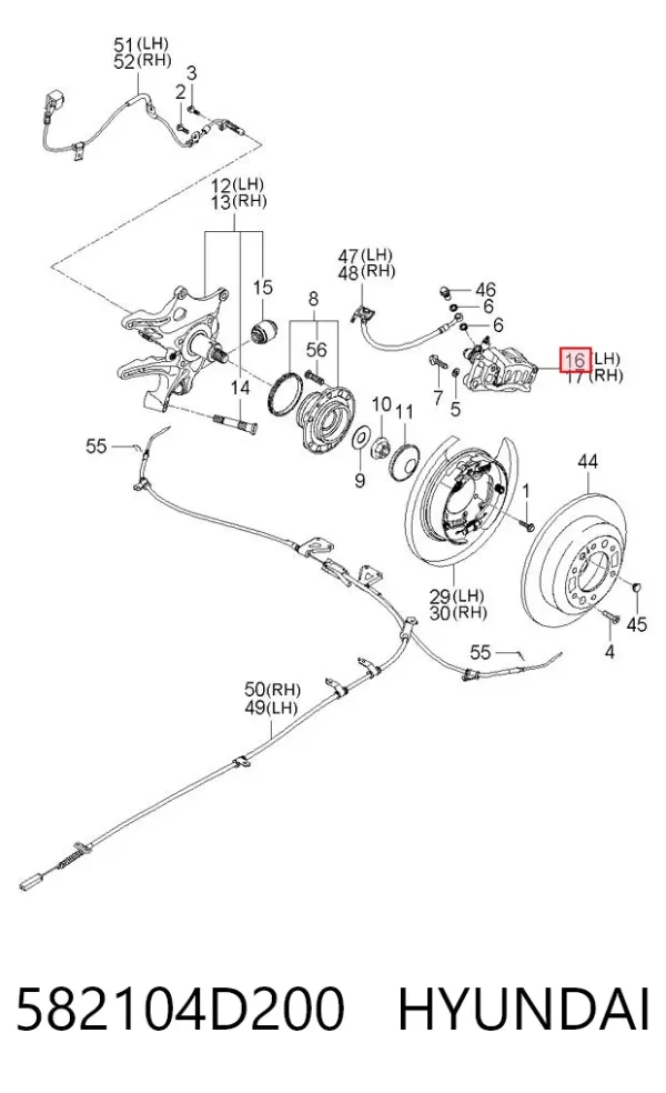 Суппорт задний левый 582104D200 Hyundai/Kia