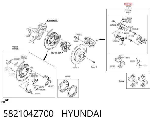 Суппорт задний левый 582104Z700 Hyundai/Kia