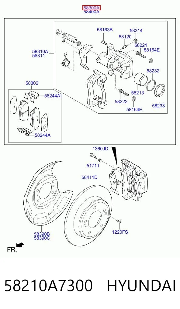 Суппорт задний левый 58210A7300 Hyundai/Kia