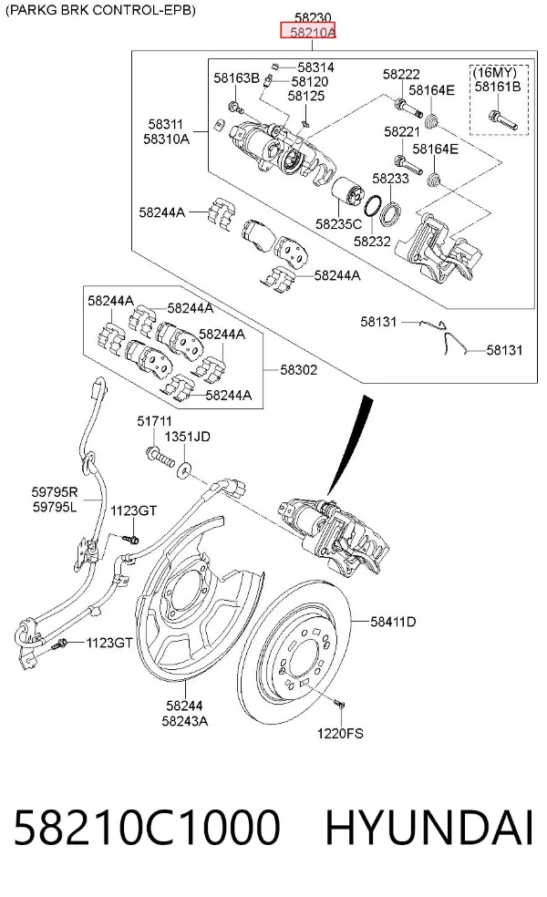 Суппорт задний левый 58210C1000 Hyundai/Kia