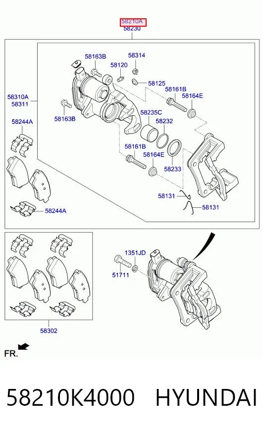 Суппорт задний левый 58210K4000 Hyundai/Kia