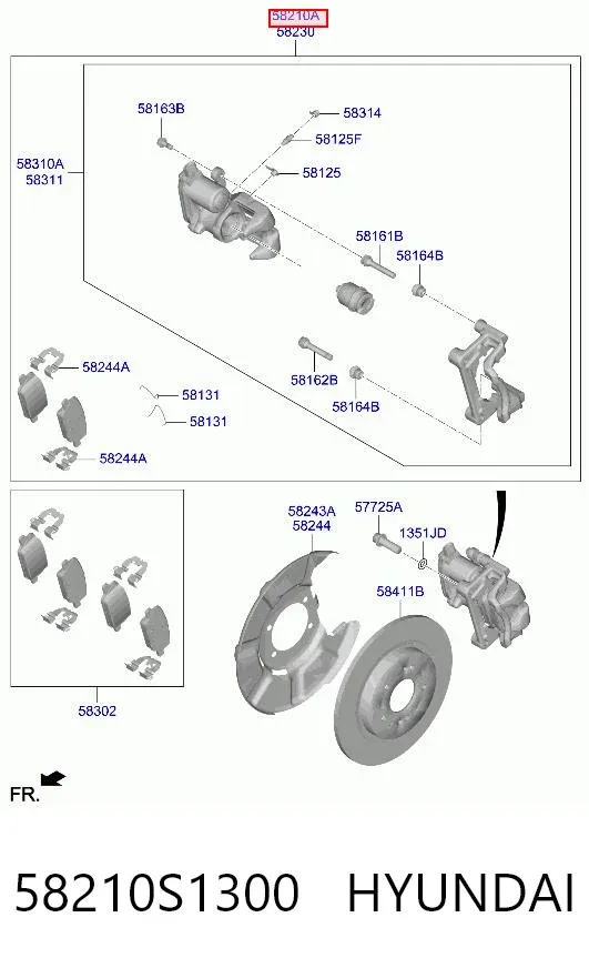 Суппорт задний левый 58210S1300 Hyundai/Kia