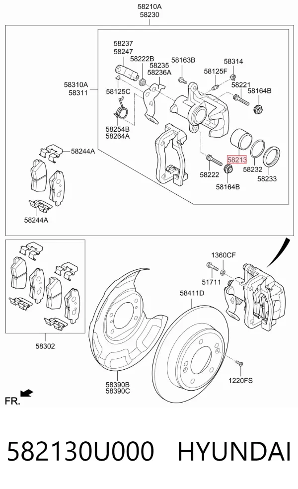 Поршень суппорта тормозного заднего 582130U000 Hyundai/Kia