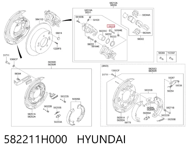 Направляющая суппорта заднего 582211H000 Hyundai/Kia