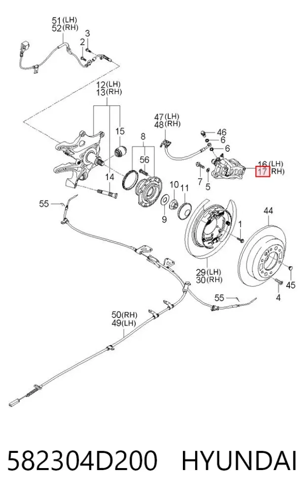 Суппорт задний правый 582304D200 Hyundai/Kia