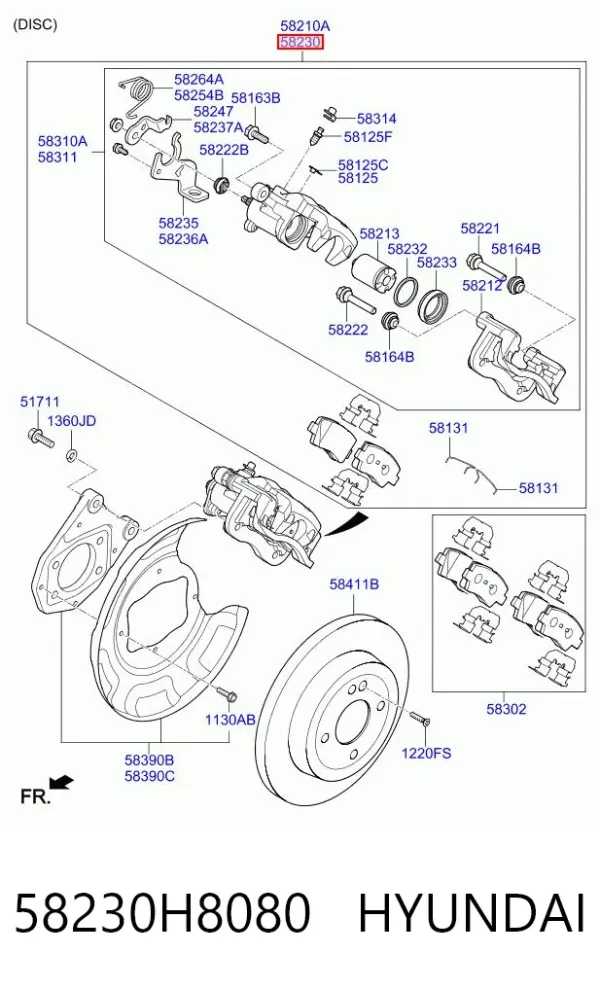 Суппорт задний правый 58230H8080 Hyundai/Kia